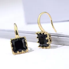 ブラックストーン レディース ピアス フックピアス 四角 スクエア シンプル