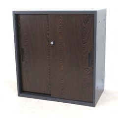 【新古品】引き違い書庫 EA-8040-2H2-TW-BK ダークブラウン 引き戸 キャビネット 収納庫 物置 書類棚 整理 事務 EG17085 中古オフィス家具