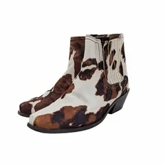 ZARA ザラ ハラコ サイドゴアショートブーツ ブラウン ホワイト系 サイズ 35