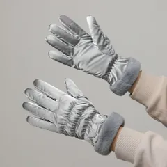 ☆ ライトグレー ☆ 手袋 防寒 手首ふわふわ sglovesb1165 手袋 レディース 冬 暖かい てぶくろ グローブ タッチパ対応 手ぶくろ かわいい おしゃれ 五本指 スマートフォン対応 防寒 防風 裏起毛 厚手 ふわふわ 保温 通勤 通学