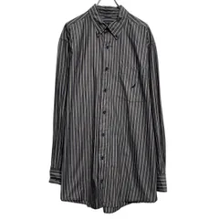 NAUTICA 長袖 ストライプシャツ XL チャコールグレー ベージュ系 ノーティカ ボタンダウン ビッグサイズ 古着卸 アメリカ仕入 a701-6631のサムネイル