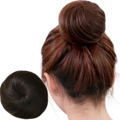 Luce brillare お団子ウィッグ お団子 ウィッグ 人毛 メガ盛り 和装 付け毛 ゴム式 ポイントウィッグ ストレート 日常 着物 浴衣 [3点セット] レディース 女性 社交ダンス 耐熱 Uピン付 説明 [ナチュラルブラウン 人毛] [メガ盛り＋]