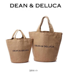 【限定2点セット】DEAN&DELUCA ディーンアンドデルーカ 麻 トートバッグ DEAN&DELUCA エコバッグ 弁当バッグ お買い物 手提げ Sサイズ / Lサイズ大容量 軽量 2点セット