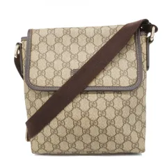良品　グッチ　ショルダーバッグ　GGスプリーム　フラップ　ベージュ　223666 GUCCI - 良品 グッチ ショルダーバッグ GGスプリーム フラップ