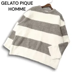 GELATO PIQUE HOMME ジェラートピケ オム ベビモコ★ ボーダー プルオーバー トレーナー Sz.M メンズ グレー ルームウェア