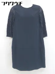 ◇ ROPE' ロペ レース バックジップ 七分袖 膝丈 ワンピース サイズ38 ネイビー レディース  【中古】 【1107120011943】