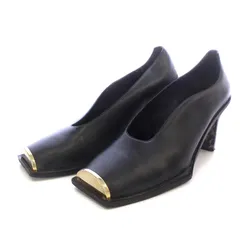 ステラマッカートニー STELLA McCARTNEY パンプス ハイヒール メタルプレート スクエアトゥ フェイクレザー 35 22cm 黒 ブラック /YO9のサムネイル