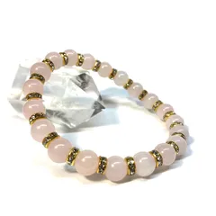 ローズクォーツ パワーストーン ブレスレット 8mm 天然石 （ゴールド）メンズ・レディース　男性・女性　数珠ブレス　開運  [m]