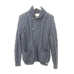 デニム&サプライ ラルフローレン DENIM & SUPPLY RALPH LAUREN 美品 ケーブルニット カーディガン ヴィンテージ加工 長袖 セーター ジップアップ Mサイズ インディゴ