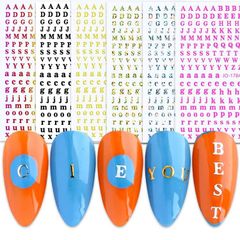 【在庫処分】ネイルシール アルファベット 3D 英字 12枚 英語 (12色) アルファベット 綺麗です LANODO ネイルステッカー DIY (2135)
