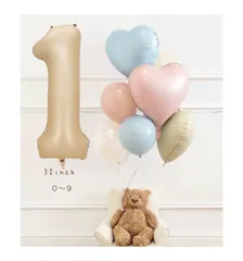 お誕生日 飾り風船セット ナンバー バルーン ０～９より選べます　 女の子 男の子　デコレーション　バースデー　くすみ　ベージュ　100日祝い　記念日