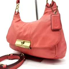 【良品】 COACH コーチ ハンドバッグ ショルダーバッグ 2way ホーボー フラップ ピンク ゴールド金具 ユニセックス 男女兼用 メンズ レディース
