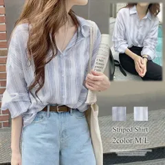 ストライプシャツ ブラウス ストライプ柄 七分袖 着痩せ 長袖 レディースファッション レディース トップス 通勤 上品
