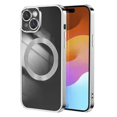 【数量限定】用 スマホケース 用 透明 tpu iPhone15 薄型 耐衝撃 MagSafe対応 ワイヤレス充電対応 マグネットリング付き クリア マグセーフ ケース レンズ保護 ストラップホール付き 15 銀色 アイフォン15 iPhone 用 カバー k