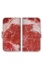 OPPO Reno 13A ケース 手帳型 オッポリノ 13A スマホケース 携帯ケース 肉 生肉 ステーキ 牛肉 豚肉 ミンチ おもしろい 面白 ジョーク パロディ 写真 カラー06