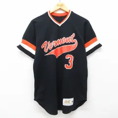 L/古着 ラッセル 半袖 ビンテージ Tシャツ メンズ 70s バーモント 3 ラグラン Vネック 黒他 ブラック ユニフォーム ゲームシャツ spe 25mayのサムネイル