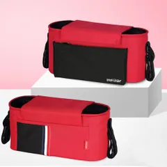 ☆ レッド ☆ ベビーカー用バッグ マルチポケット insular46  ベビーカーバッグ 多機能 収納 ベビーカー バッグ ショルダーバッグ 2way おしゃれ お洒落 シンプル マザーズバッグ ショルダー マザーバッグ ママバッグ マザーズバック