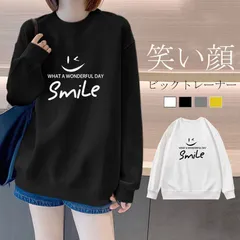 笑い顔 トレーナー レディース ゆったり 体型カバー ビッグシルエット ファッション ビックトレーナー スウェット トップス SKZM633
