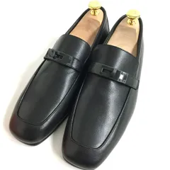 未使用品□HERMES/エルメス デスタン ケリー金具 スクエアトゥ レザーローファー/モカシン ソーブラック 40 1/2 イタリア製 箱・袋付きのサムネイル
