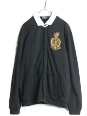【お得なクーポン配布中!】 00s ポロ ラルフローレン ラガー タイプ スウェット ジャケット メンズ XL / オールド フルジップ 裏 サーマル ラグビー 大きいサイズ 黒