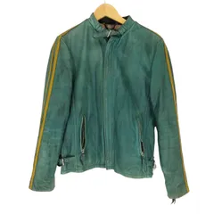 Schott ショット　クラシックレーサー　シングルライダース　しわ加工　緑　M Schott ショットクラシックレーサーシングルライダースしわ加工緑M