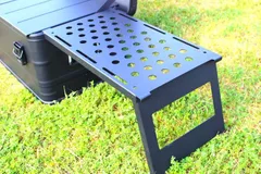 マットブラック スタッキング アルミコンテナボックス50Ｌ用 カスタムパーツ フォールディングサイドテーブル エクステンションテーブル 連結テーブル アルミコンテナ拡張テーブル VENTLAX DELTA BROOKLYN OUTDOOR FIELDOOR
