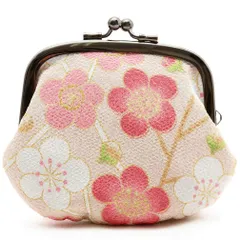 [小紋工房] [キステ] 財布 ケース がま口 ちりめん 和柄 小物 3.2寸 小銭入れ 日本製 (モダン梅 ピンク) [【No.3】モダン梅/ピンク (2379)]
