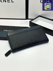 【今日特価】Prada プラダ クロスグレイン牛皮財布 原版素材使用、精緻な車線仕上がり-WTO輸入2