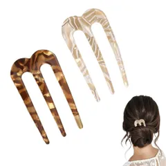 髪留め U字型 簪 簡単 夜会巻きコーム 髪飾 まとめ髪 髪留め かんざし 盛り髪 お団子 おしゃれ シンプル ヘアコーム ヘアアクセサリー パーティー 披露宴 二次会 UrbanPulse 成人式 結婚式 普段使い 2個セット