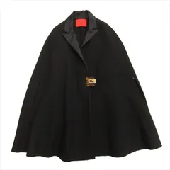 美品 11aw ランバン LANVIN ピークドラペル ケープ コート ポンチョ ジャケット ブルゾン メルトンウール べっ甲柄バックル ランウェイ着用モデル 38 黒 ブラック レディースのサムネイル