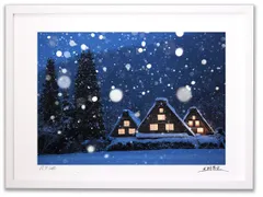 アートフォト 絵画 壁掛け 世界遺産白川郷・雪降り5/岐阜県白川郷/インテリア 壁掛け 額入り 額装込 風景画 油絵 ポスター アート アートパネル リビング 玄関 プレゼント モダン アートフレーム おしゃれ 飾る Mサイズ