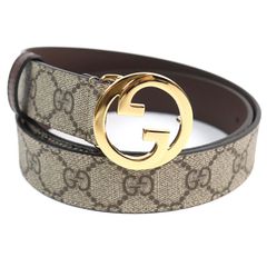 GUCCI グッチ Gロゴ 細め ベルト 　ベージュ 極美品○GUCCI グッチ 690557 GGスプリーム インターロッキングG