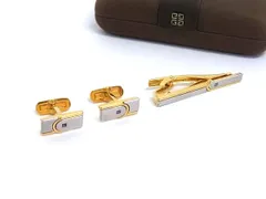 ■美品■ GIVENCHY ジバンシィ ネクタイピン カフスボタン カフリンクス アクセサリー 2点セット シルバー系×ゴールド系 DI7949