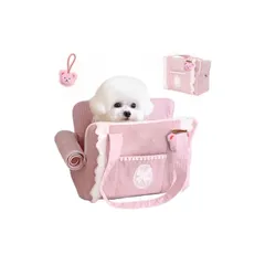 Fudia ペットキャリーバッグ 犬 猫 キャリーバッグ ペットトートバッグ 可愛い 小型犬 軽量 折りたたみ 顔出し くまちゃんネームチャーム付き 外出用 肩掛け 底板付き 人気 避難 メッシュ 旅行 (M, くまちゃん ベビーピンク) 1