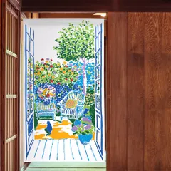 ■SIMON BAKER■のれん「ネコとガーデンテラス」85x150cm ×5枚セット【日本製】のれん 暖簾 家紋 間仕切り ジブリ トトロ 千と千尋 風景 景色 SNOOPY スヌーピー ディズニー目隠し【匿名配送らくらくメルカリ便全国送料無料】