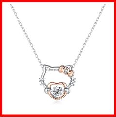 【送料無料 】プラチナ [Z.Angie] 猫 ネコ ネックレス ハローキティネックレス レディースアクセサリー シルバー925純銀 スワロフスキージルコニア 