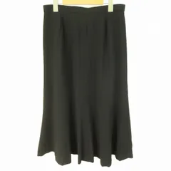 #a レリアン Leilian スカート ロング フレア 11 黒 無地 ウール 日本製 935058 k01