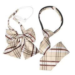 [SHUCLASS] スクールリボン ネクタイ【2点セット】 女子 制服リボン 学生服 紺色 中学生 高校生リボン カーキ