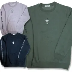 スヌーピー アメカジ トレーナー メンズ 長袖 裏起毛 フロント 刺繍 ん？ 袖プリント 柄 /bia388