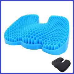 Perphin ゲルクッション U型 座布団 椅子 クッション 姿勢調整 体圧分散 ジェルクッション 蒸れない 立体構造 滑り止め 洗える 弾性 柔軟性 耐久性 オフィス 在宅勤務 テレワーク 運転席 車椅子に適用 カバー付き ブルー 41×33×6cm