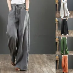 ワイドパンツ レディース ガウチョパンツ パンツ 体型カバー 大きいサイズ ロング丈 マキシ丈 ボトムズ 綿麻風 夏 着痩せ 無地 おしゃれ カジュアル ゆったり