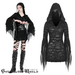 DW908 シフォンデコレーショングランジフーディ ワンピース ファッション ゴシック ゴスロリ パンク ロック ロリィタ ビジュアル系 V系 モード系 地雷系 サブカル 個性的 コスプレ ライブ ステージ 舞台 仮装 骨格 おしゃれ 服 衣装