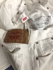 Levi's 501　ホワイトジーンズ　Ⓡタブ　紙パッチ　W38Ⅼ32　シミ有　06050712　01