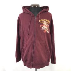 CONVERSE【コンバース】スウェット/ジップパーカー【メンズ2L/赤茶/強めの着古し感】/ops/hoodie/jacket◆BJ072-a