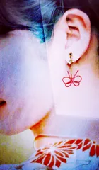 縁起の良い 蝶のイヤリング 願いが叶う叶結び バタフライ ピアス 揺れる可愛い