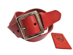 栃木レザーベルト　赤　ニッケル鍍金（めっき）バックル　４０ｍｍ幅　一枚革