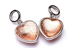 シルバー925 ギベオン(メテオライト隕石) 10x10mm ハート ピンクゴールド ペンダントトップ 1個売り パワーストーン 天然石 _PRG1900