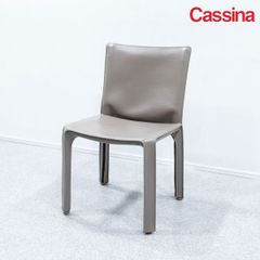 【展示品】Cassina カッシーナ 412 CAB キャブ ダイニング アームレス チェア レザー グレー マリオ・ベリーニ 定価26万【2】