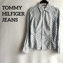tommy hilfiger jeans長袖シャツ白青トミーホワイトブルーM