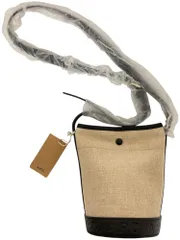 A.P.C. (アーペーセー) ジュート キャンバス×レザー バケツバッグ ショルダーバッグ Sac Helene Small LIADV F61542 LZZ ベージュ×黒（TN） レディース/199